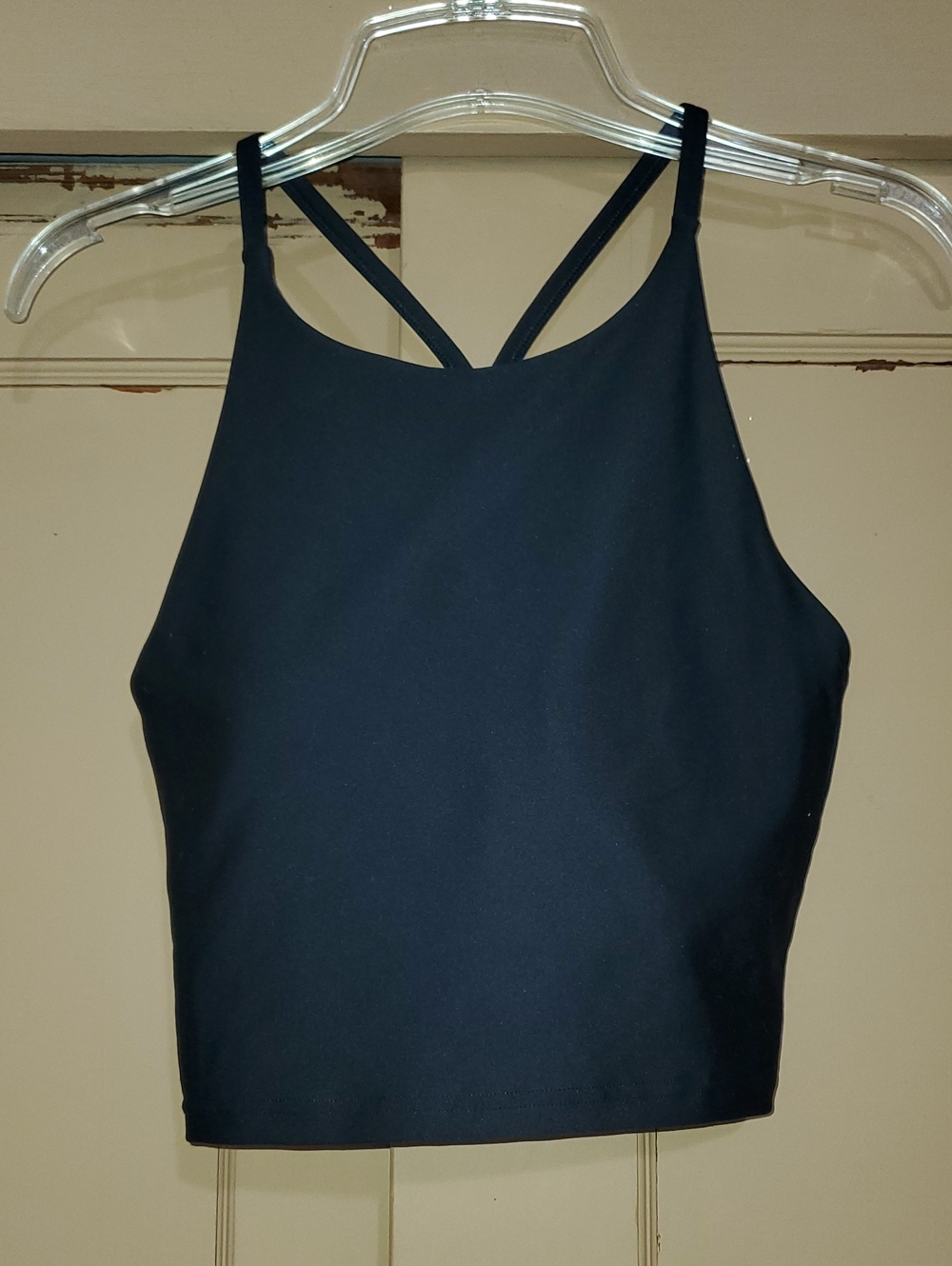 Old Navy Black High-Neck Crop Tank with Double Straps